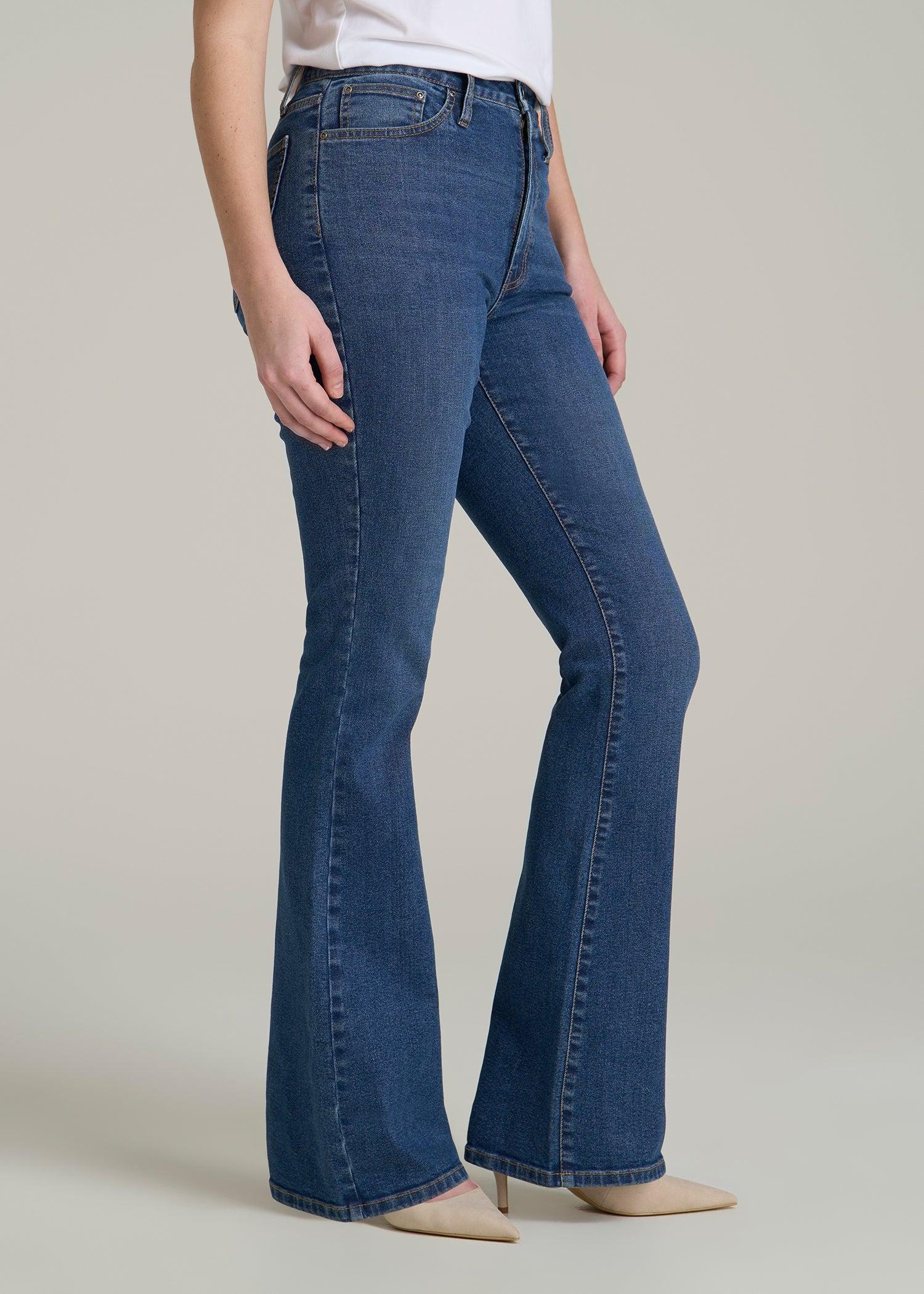 Chloe High Rise Flare Jeans for Tall Women in Stellar Blue Wash Female Product Image