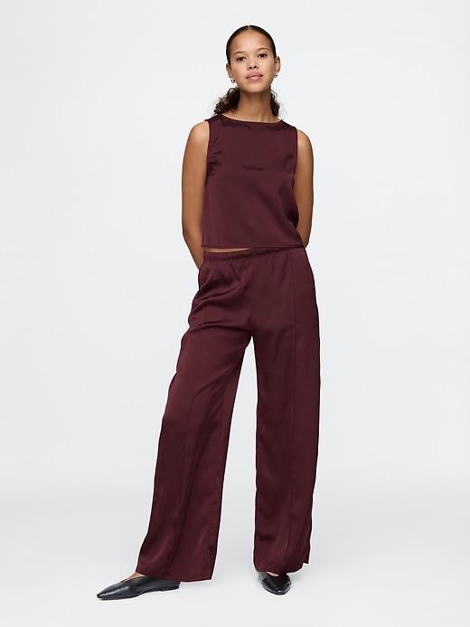 Mid Rise Recycled Satin Seamed Pants Product Image