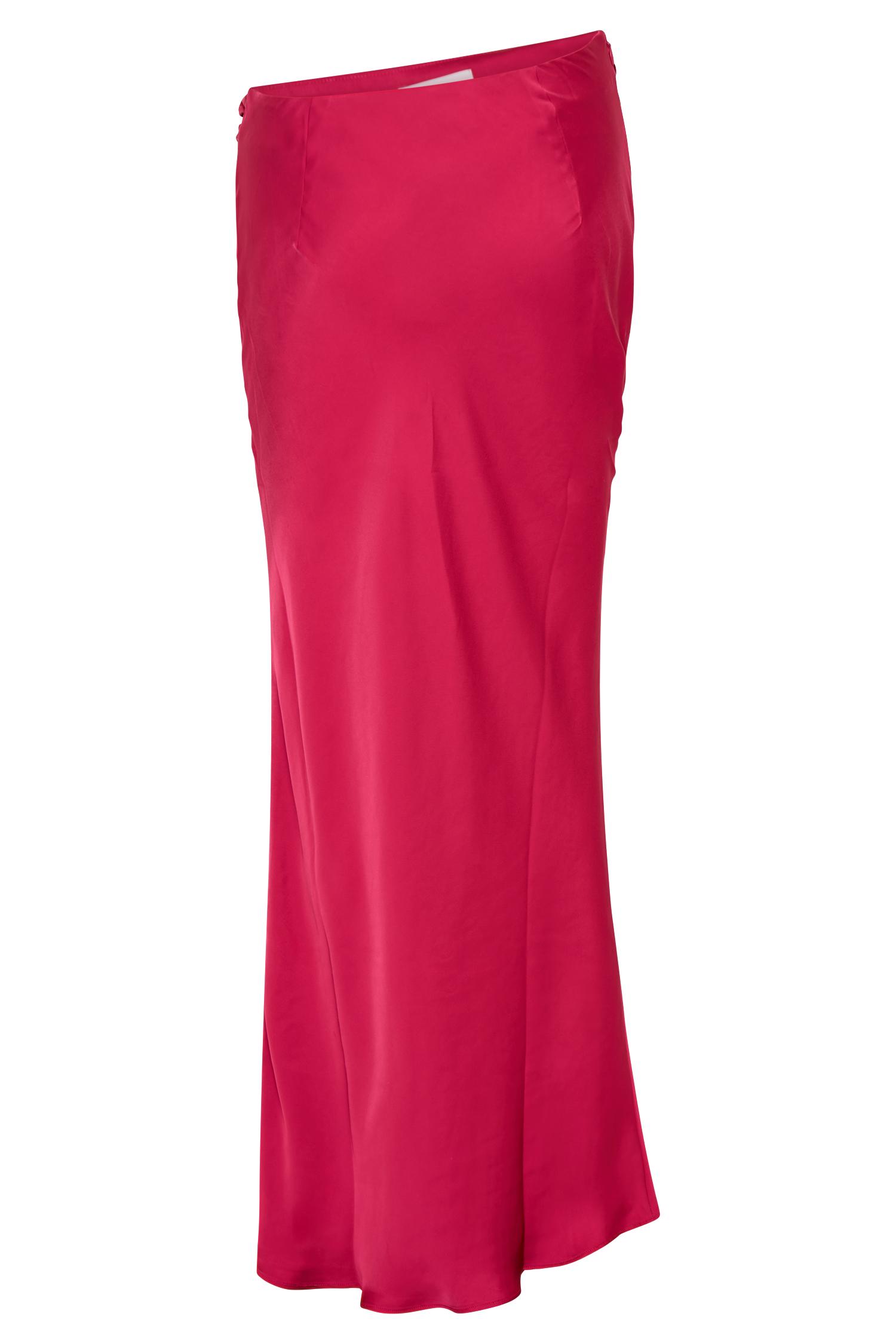 Nicola Satin Asymmetric Maxi Skirt - Pink Cherry Product Image