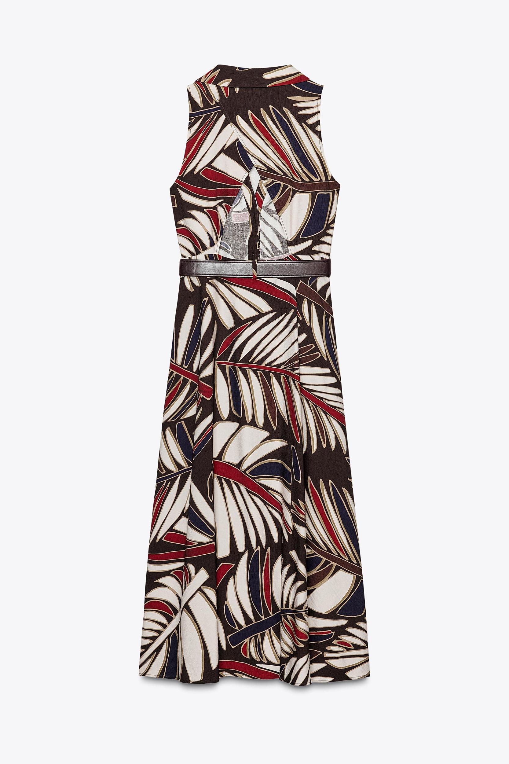 BELTED PRINTED MIDI DRESS Product Image