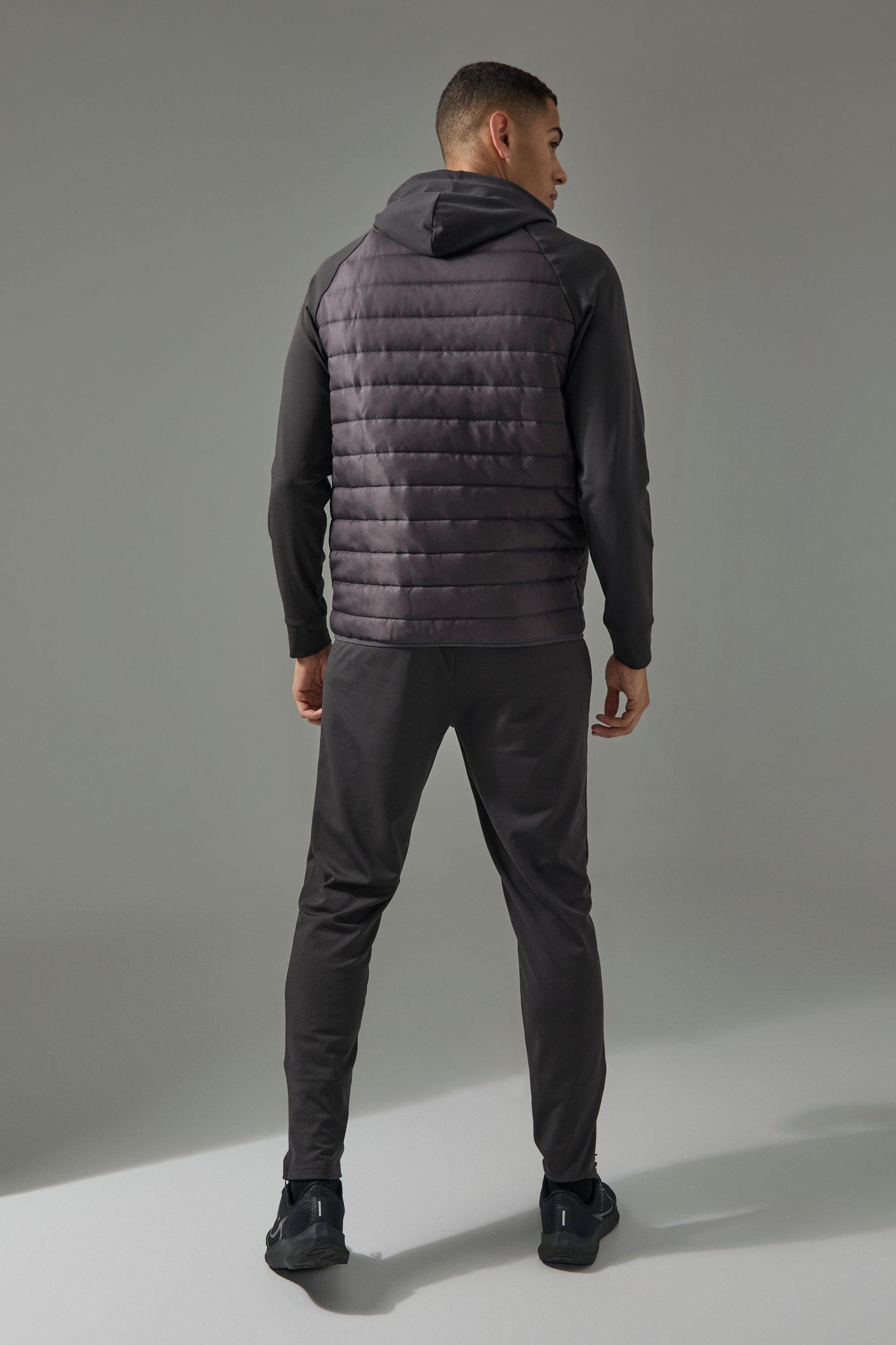 Man Active Quilted Hoodie and Tapered Sweatpants | boohooMAN USA Product Image