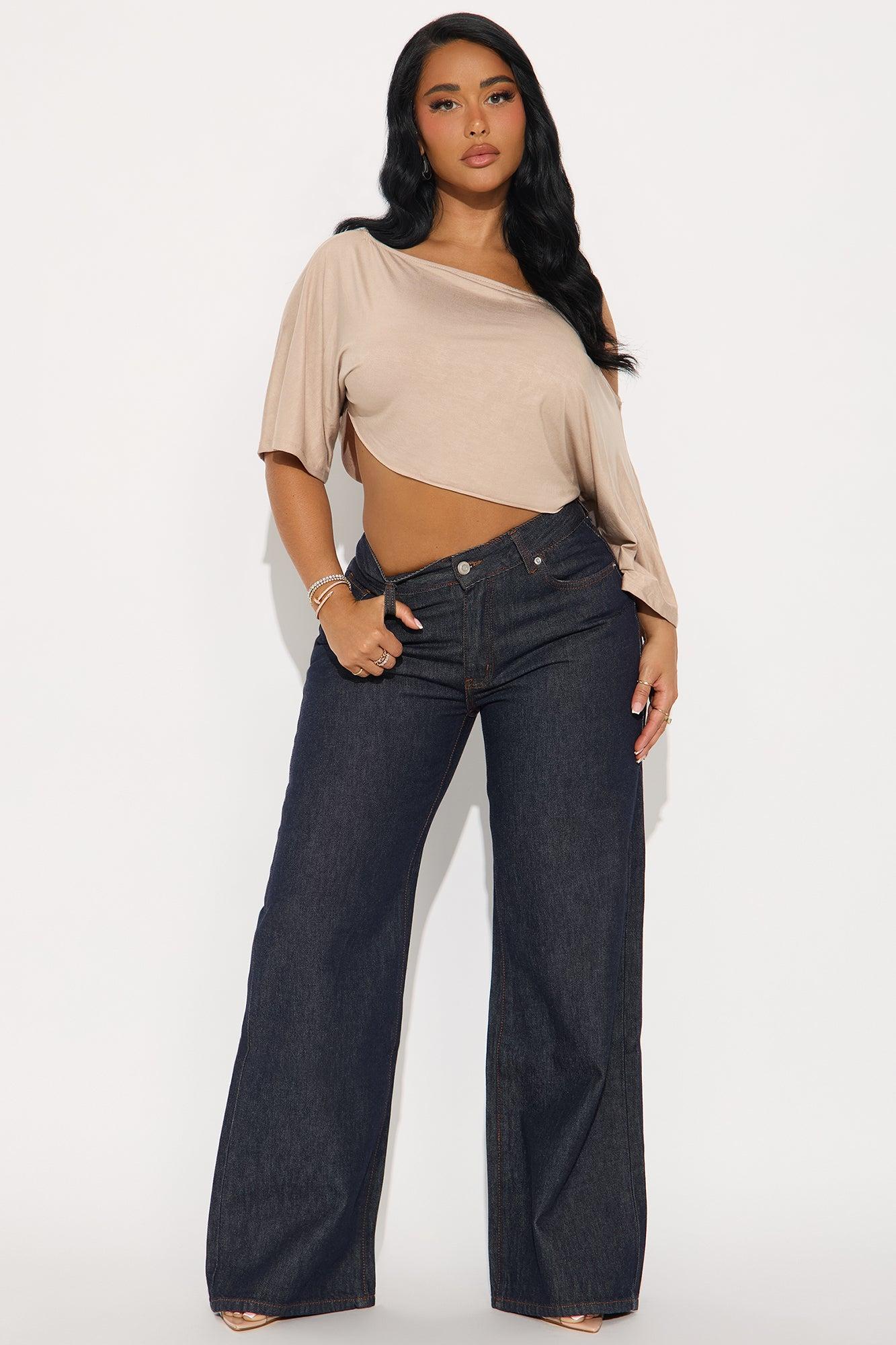 Modal Loose Off Shoulder Cropped Top - Stone Female Product Image