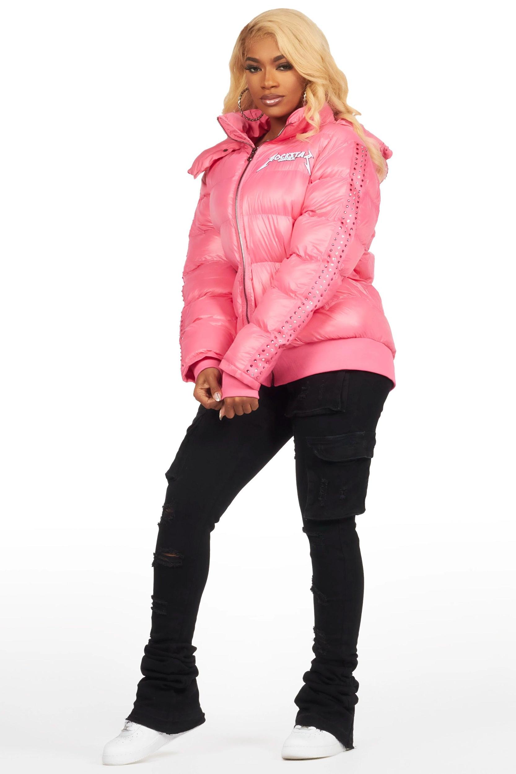Banklee Pink Puffer Jacket Female Product Image