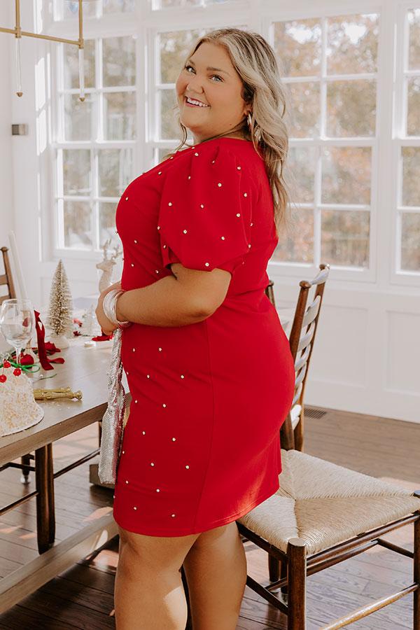 Cranberry Sangria Sippin' Rhinestone Embellished Mini Dress Curves Product Image