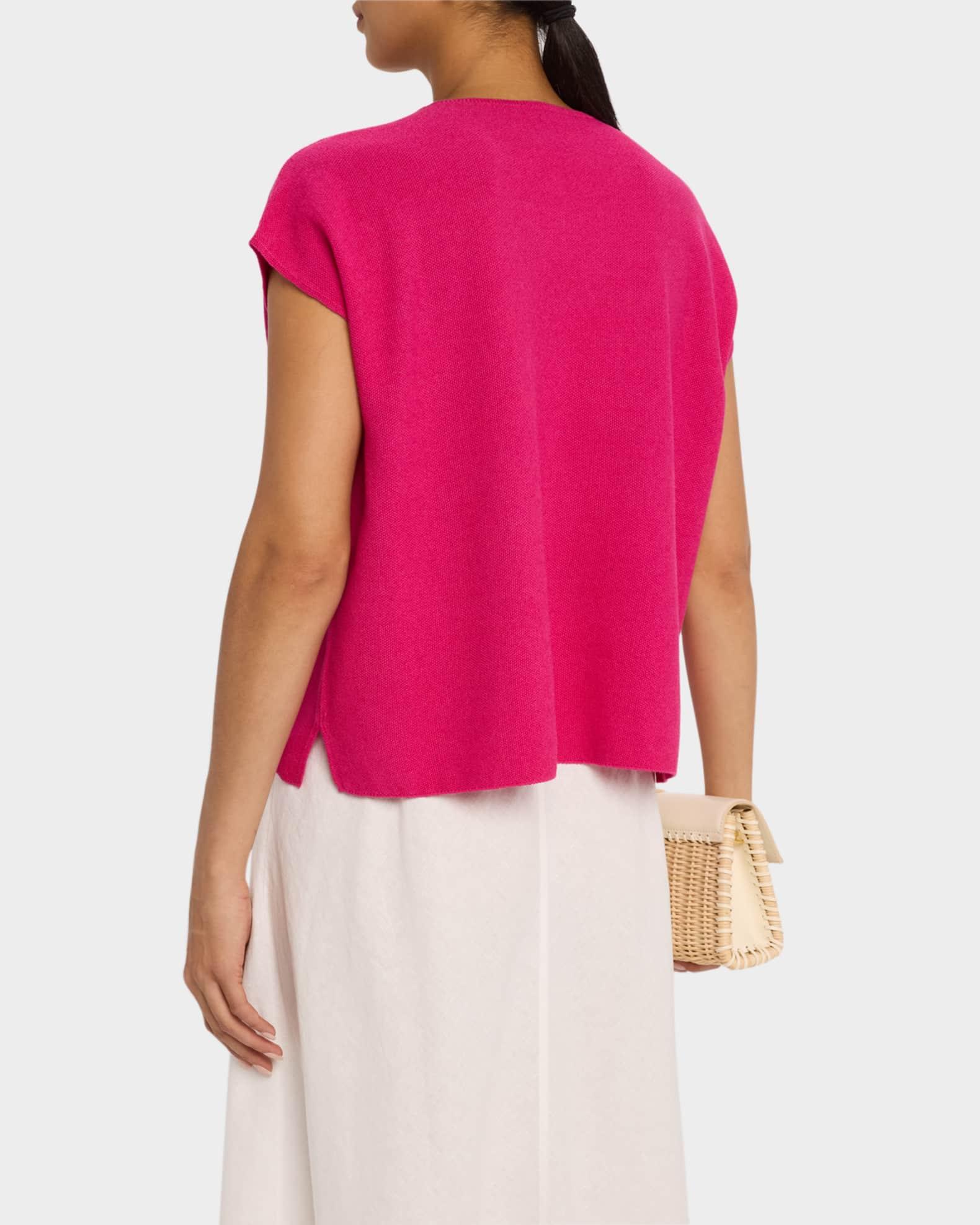 Cap-Sleeve Crewneck Knit Sweater Product Image