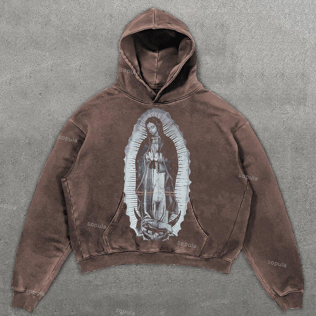 Vintage Spider Graphic Acid Washed Oversized Hoodie Product Image