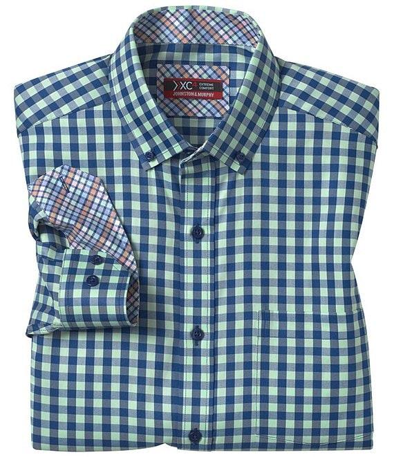 Johnston & Murphy XC4 Performance Stretch Two-Tone Gingham Long Sleeve Woven Shirt Product Image