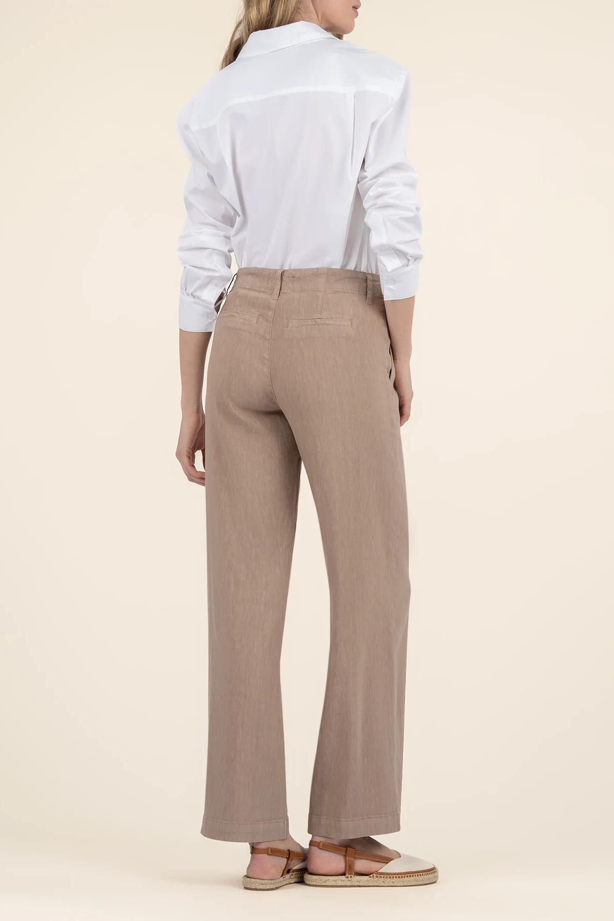 Meg Linen Wide Leg Pants- Khaki Product Image