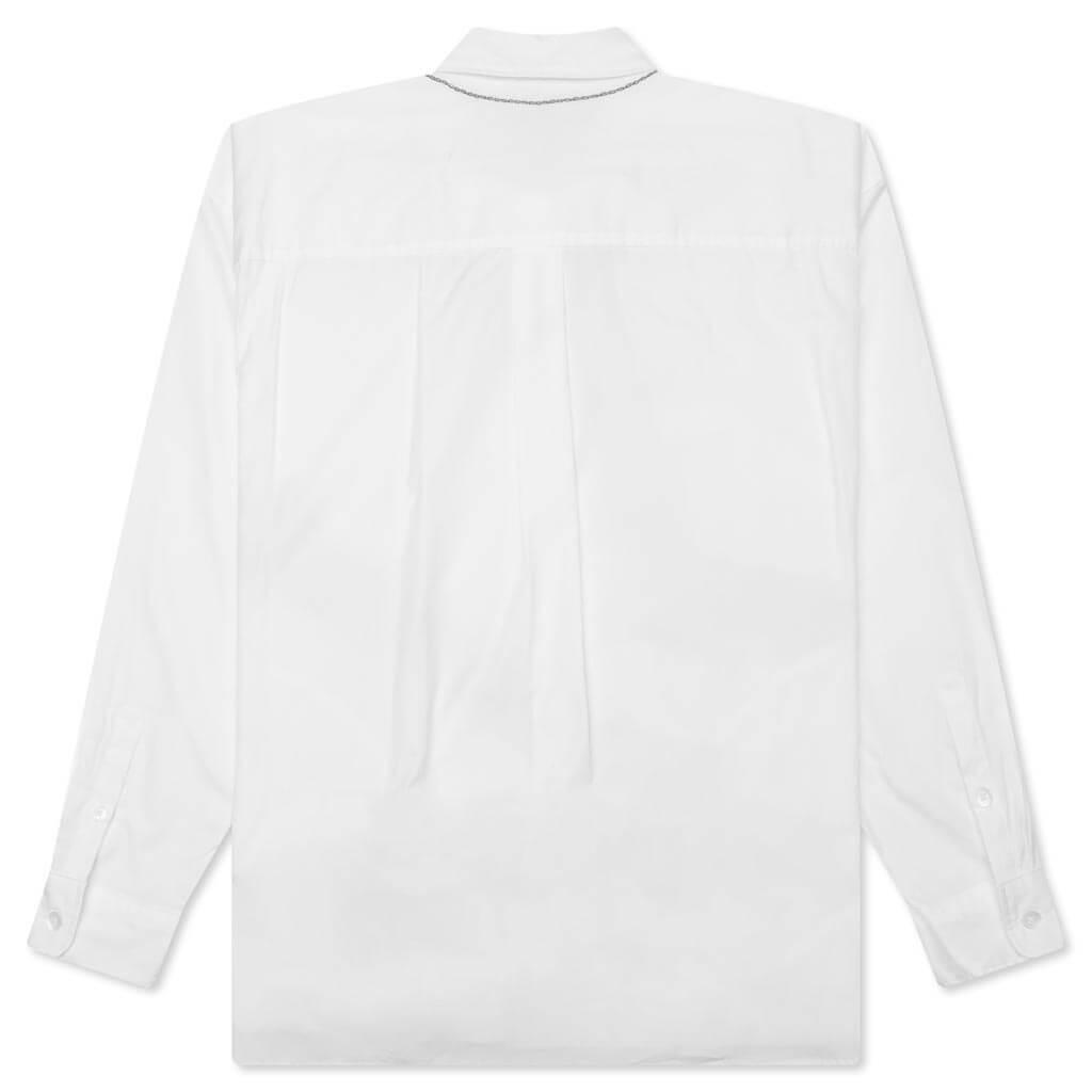 Medal & Cross Embroidery L/S Shirt - White Male Product Image