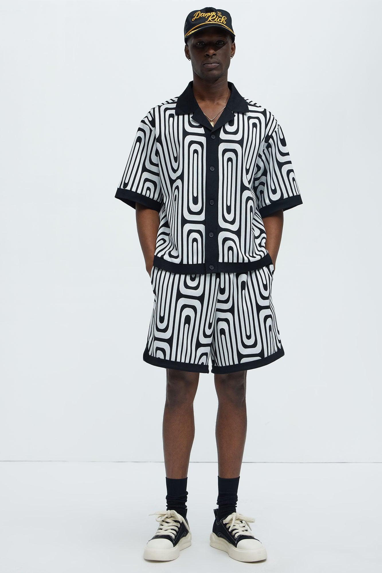 Jack Retro Pattern Warm Up Shorts - Black/combo Product Image