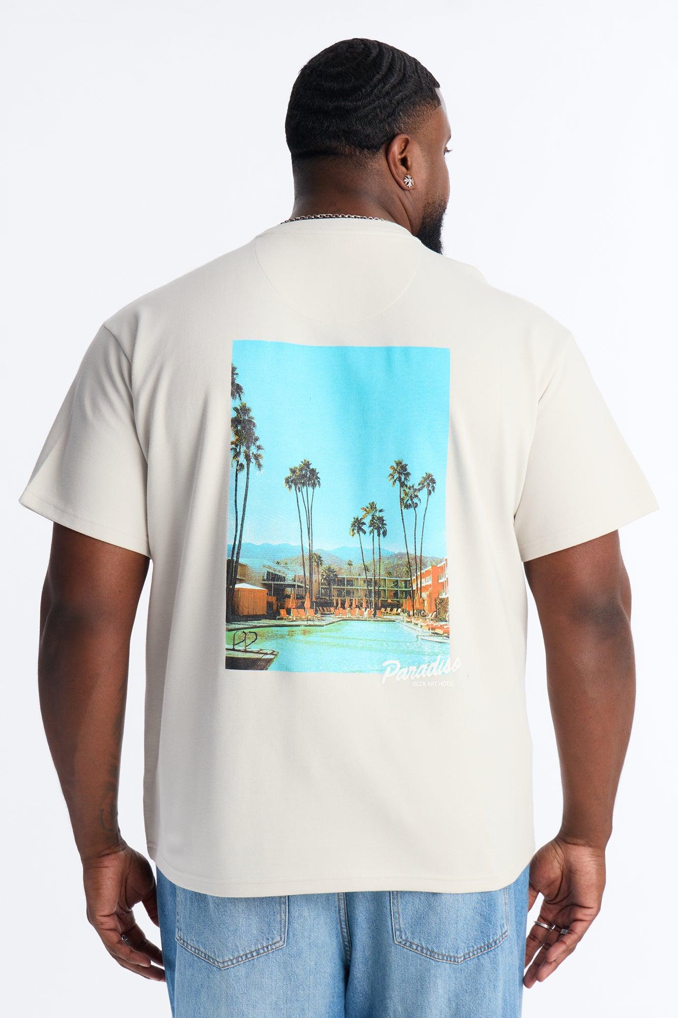 Paradise Hotel Poolside Short Sleeve Tee - Grey Male Product Image