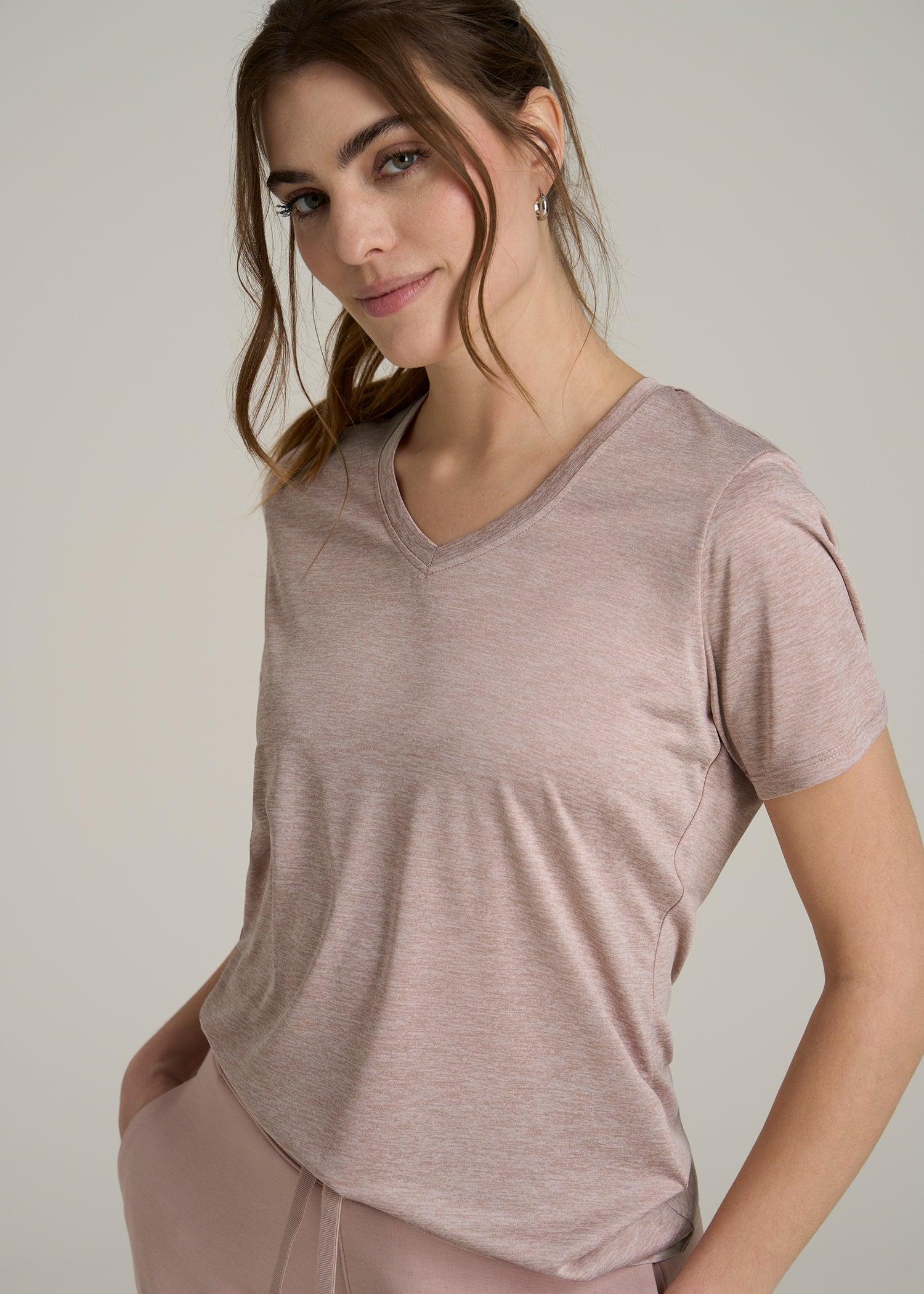 Short Sleeve Active V Neck T-Shirt for Tall Women in Desert Rose Mix Female Product Image