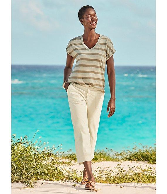 Tommy Bahama Boracay Stretch Sateen Cropped Wide Leg Pocketed Field Pants Product Image