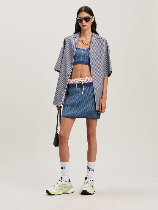 2TONE RIB KNIT TOP INDIGO BLUE - LIGHT B Product Image