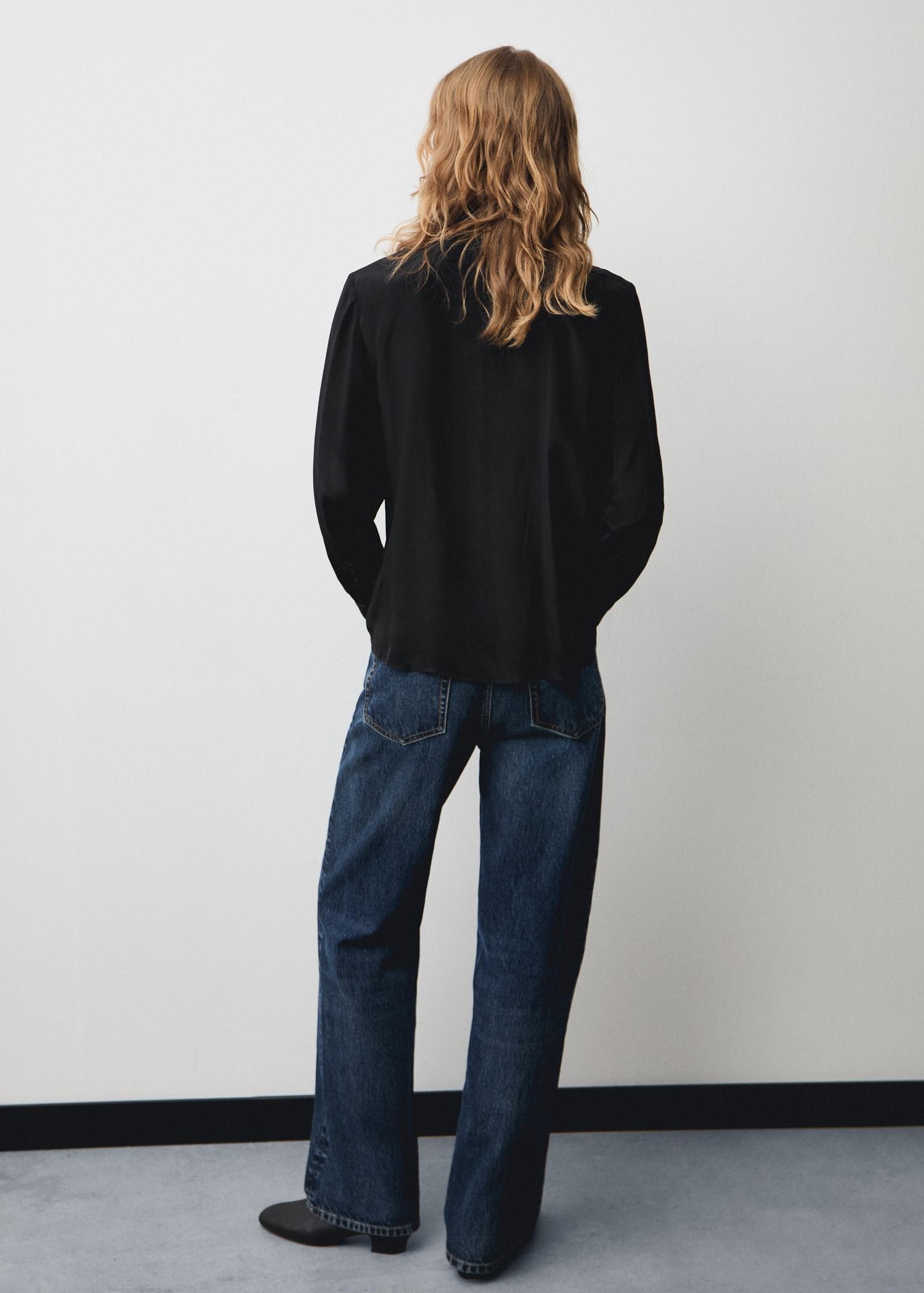 Satin shirt with bow - Women | MANGO USA Product Image