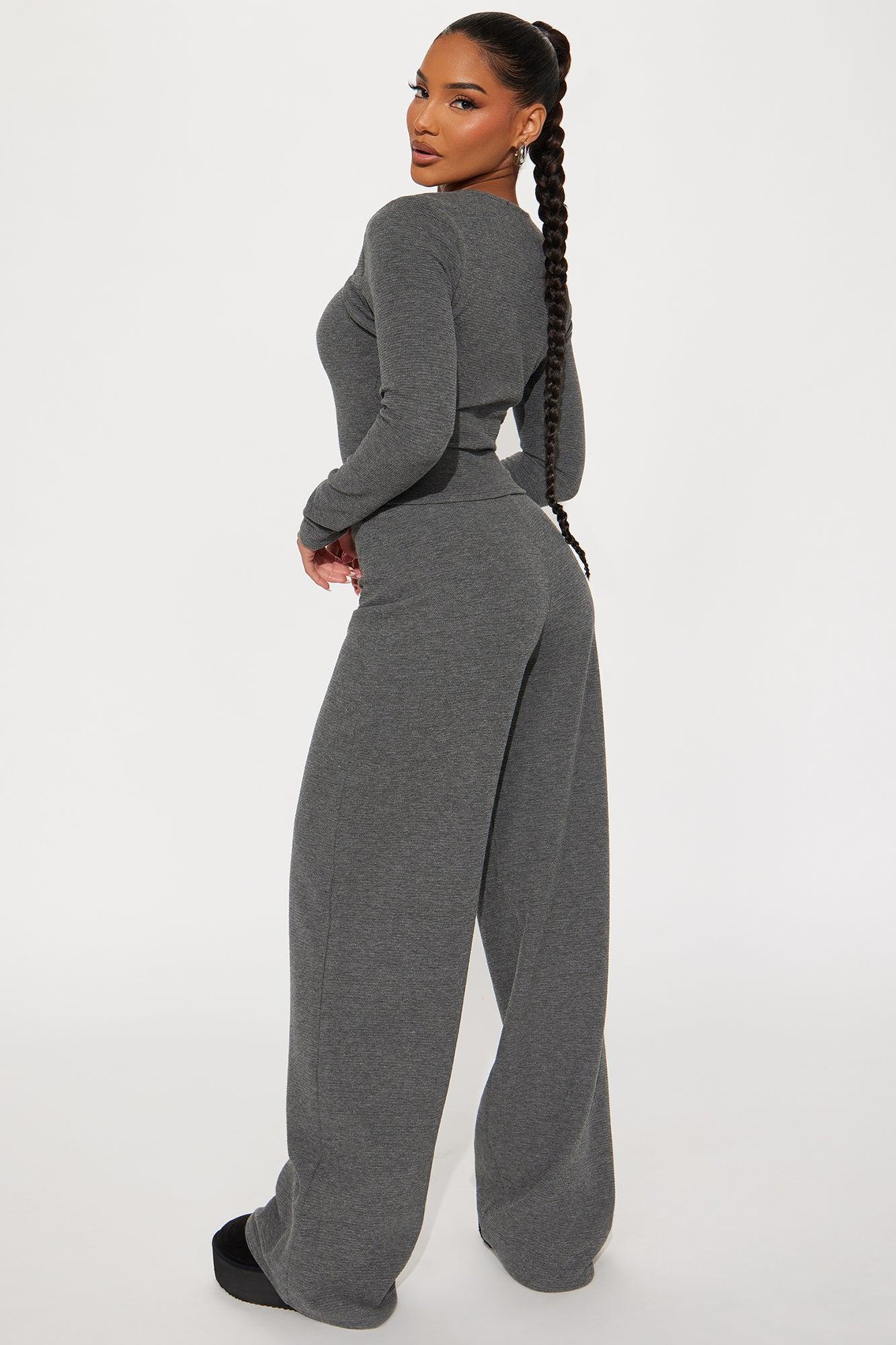 Everyday Ease Thermal Pant Set - Charcoal Product Image