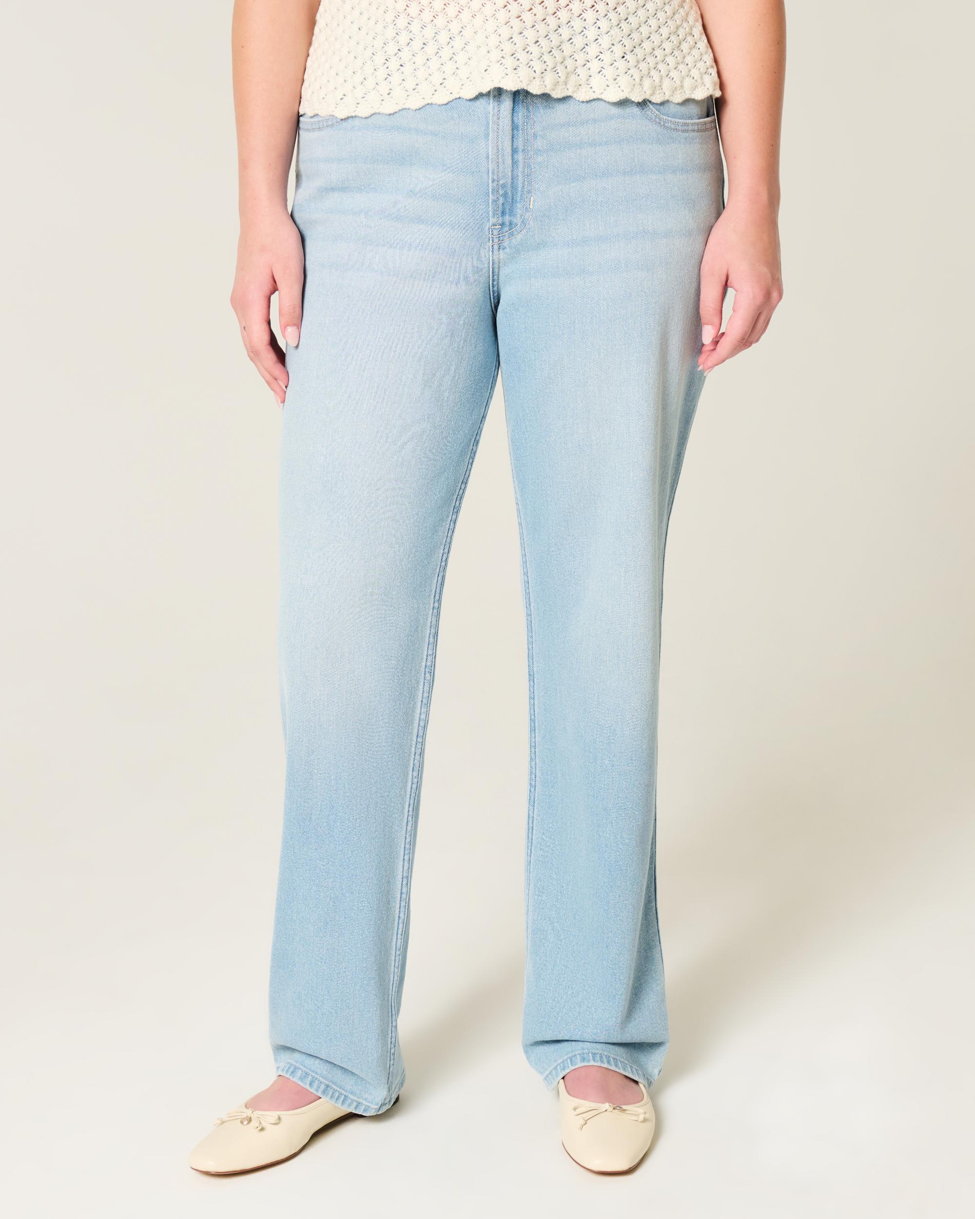 High-Rise Light Wash Straight Jeans Product Image