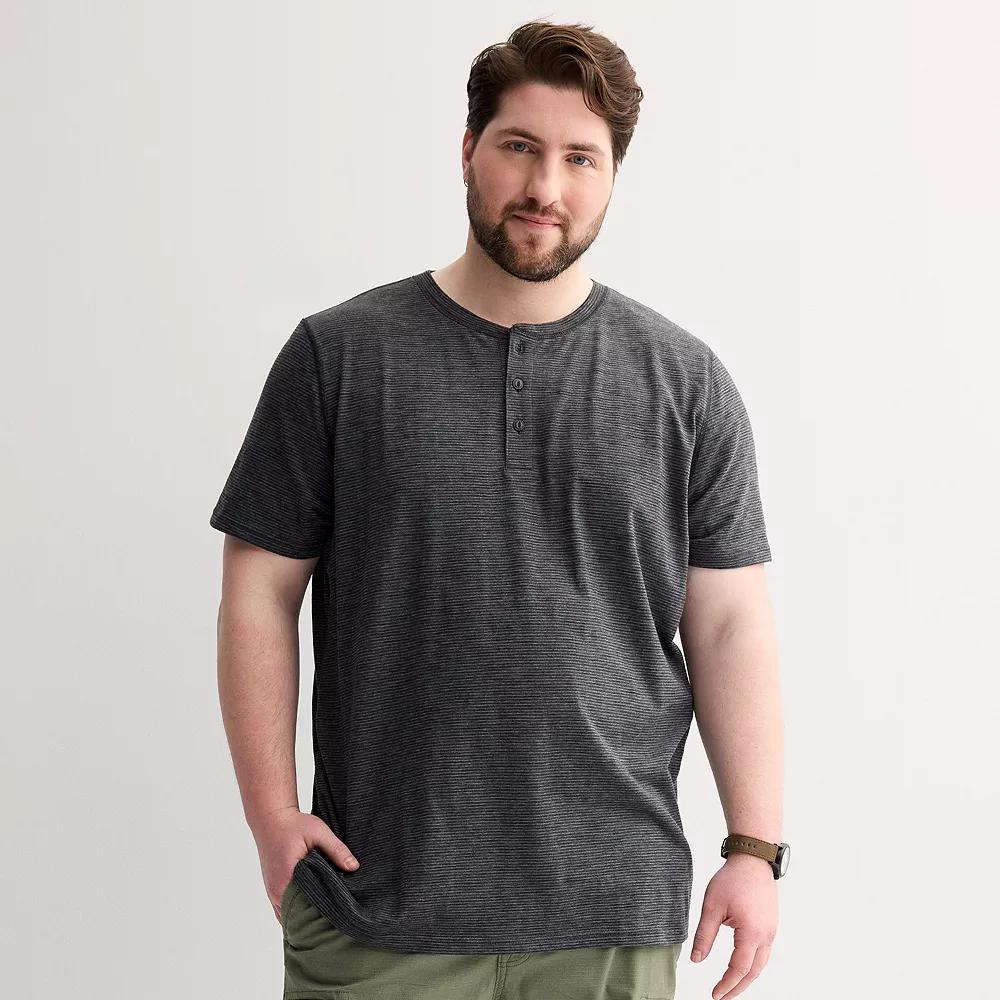 Big & Tall Sonoma Goods For Life® Short Sleeve Henley Shirt, Men's, Size: 2XB, Black Stripe Product Image