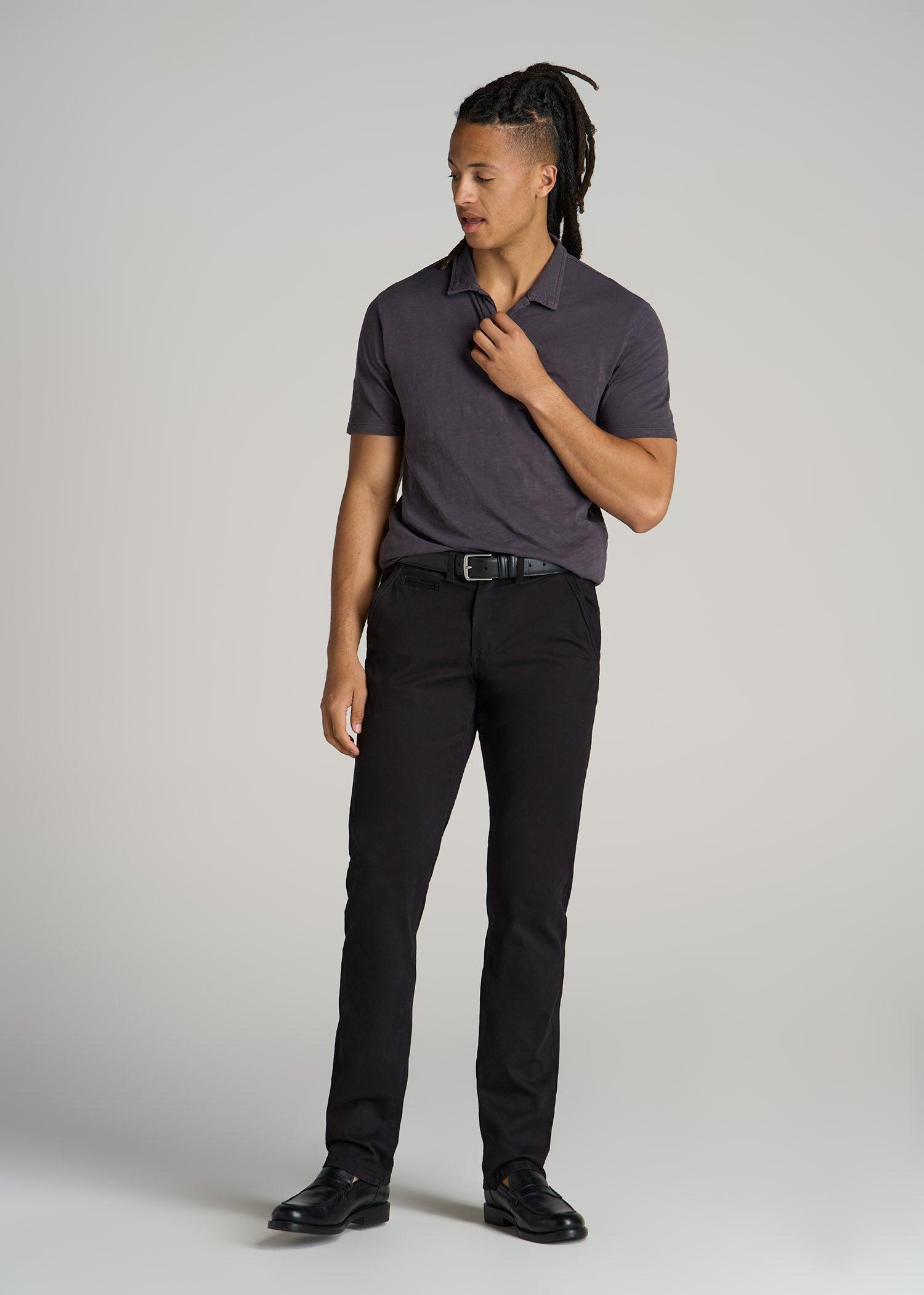 Slub Polo Shirt for Tall Men in Charcoal Male Product Image
