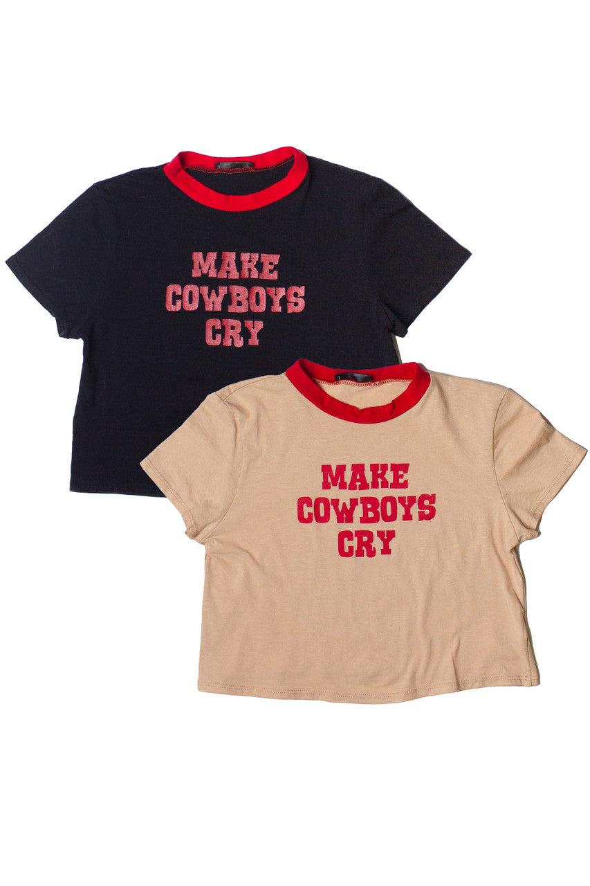 Make Cowboys Cry Crop Ringer Tee Product Image