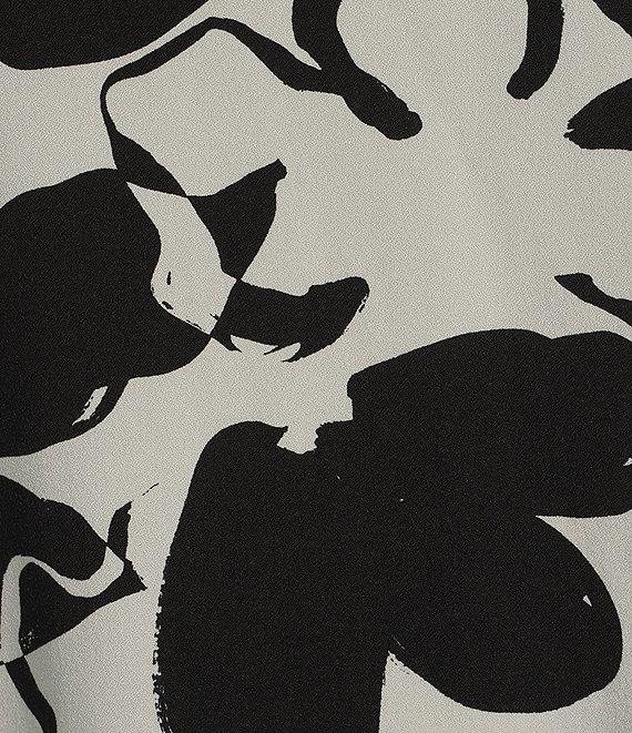 Bryn Walker Woven Phryne Flower Petal Print Round Neck 3/4 Sleeve Shift Dress Product Image