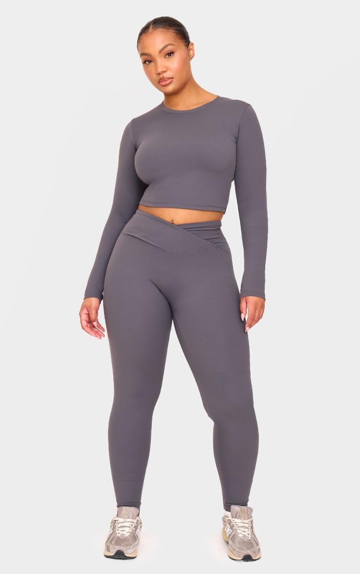 Charcoal Sculpt Wrap Waist Gym Leggings Product Image