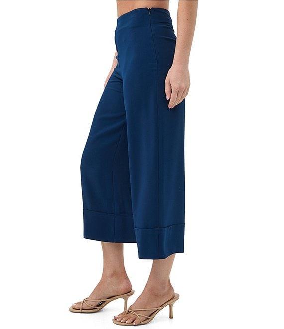 Trina Turk Bahooka Georgette High Waits Wide Leg Cropped Pants Product Image
