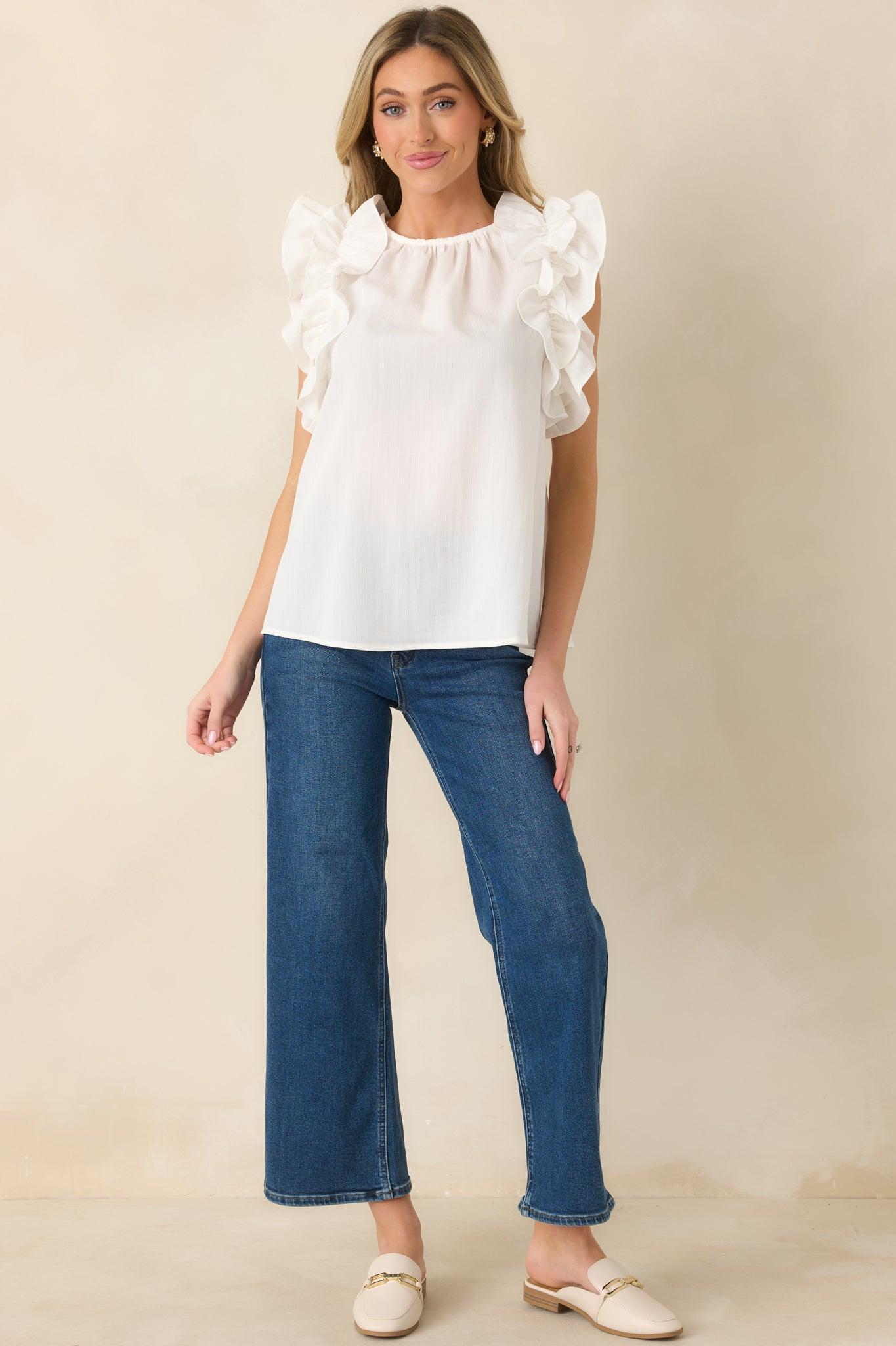 Into The Clouds Dark Wash Cropped Wide Leg Jeans 0 / Dark Wash Product Image