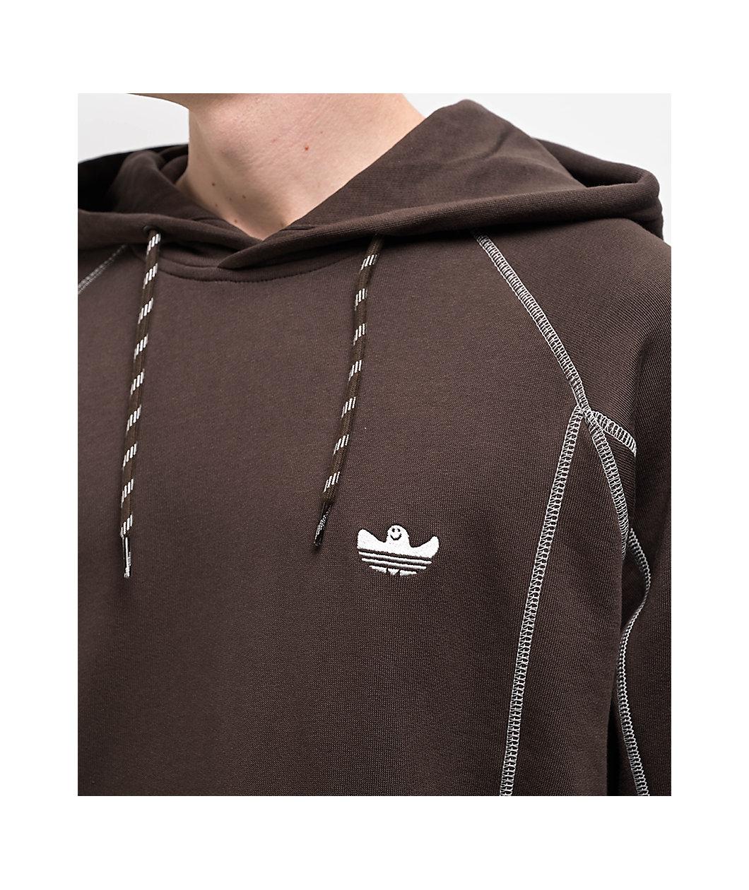 adidas Shmoofoil Dark Brown & Core White Featherweight Hoodie Product Image