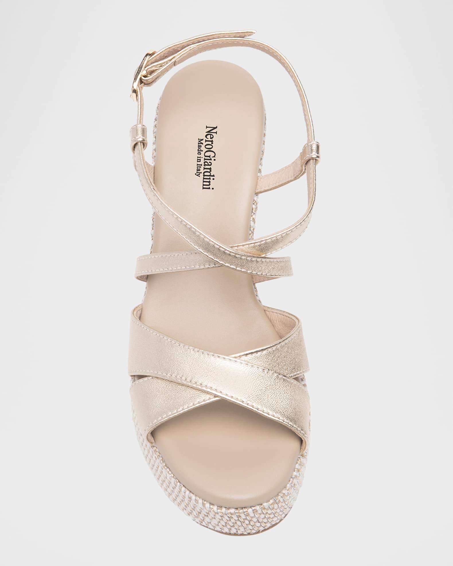 Metallic Crisscross Wedge Platform Sandals Product Image