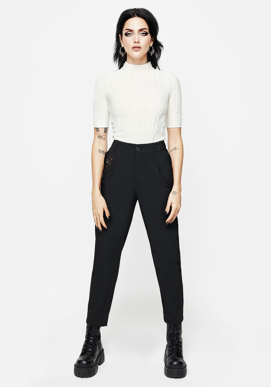 Japonica Floral Moon Embroidered Tapered Trousers Product Image