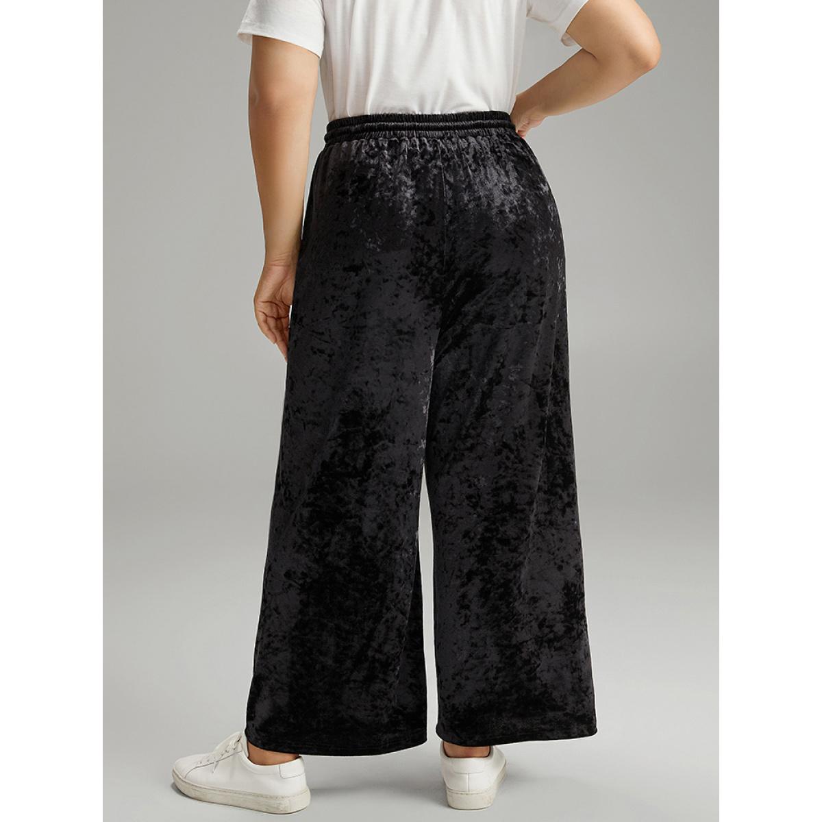 Velvet Contrast Webbing Elastic Waist Sweatpants Midnight Plus Size Women Casual Dailywear Contrast 18-20/2X Bloomchic Product Image