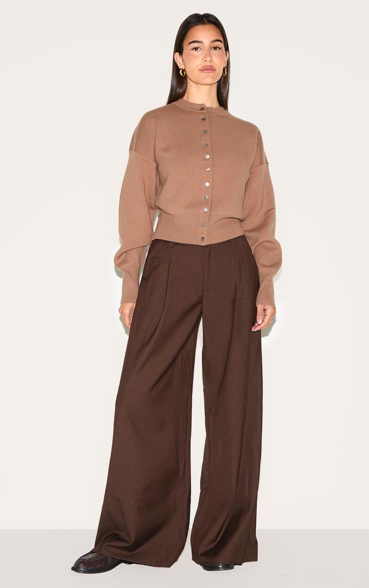 Taupe Compact Knit Button Through Cardigan Product Image