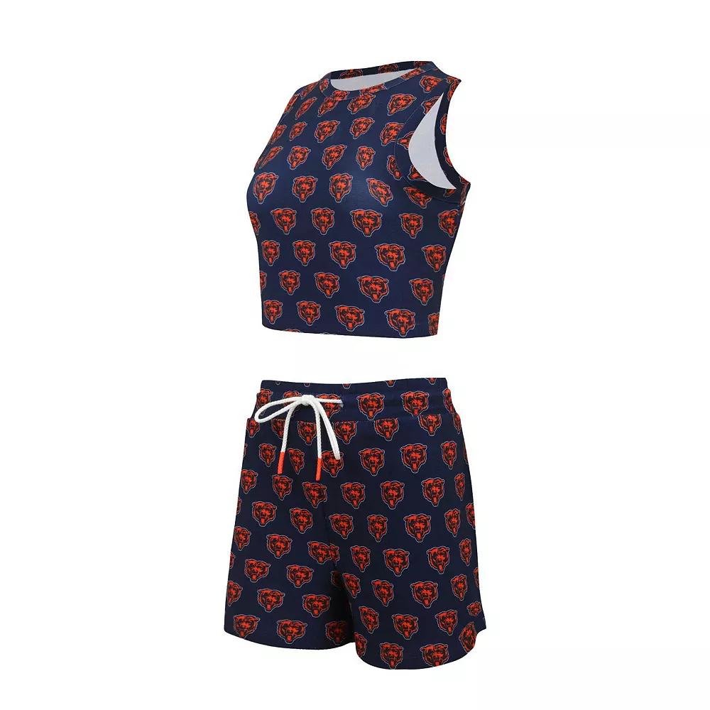 Women's Concepts Sport Chicago Bears Gauge Allover Print Cropped Tank Top & Shorts Sleep Set, Size: Medium, Blue Product Image