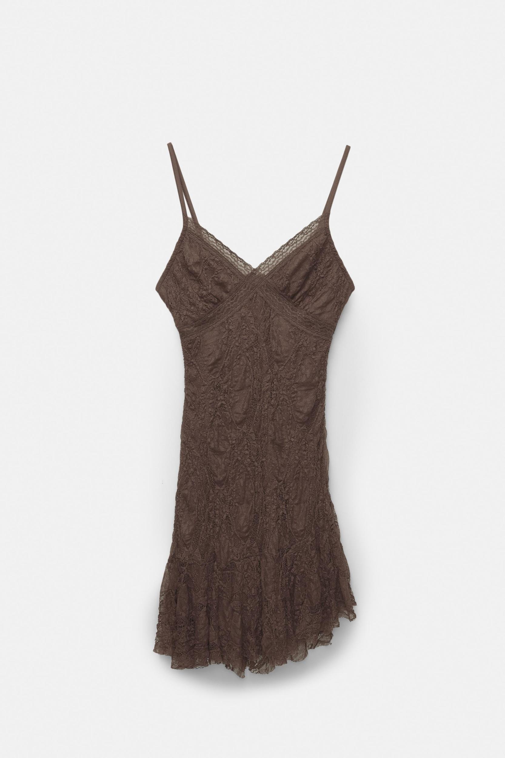 Short asymmetric lace dress Product Image