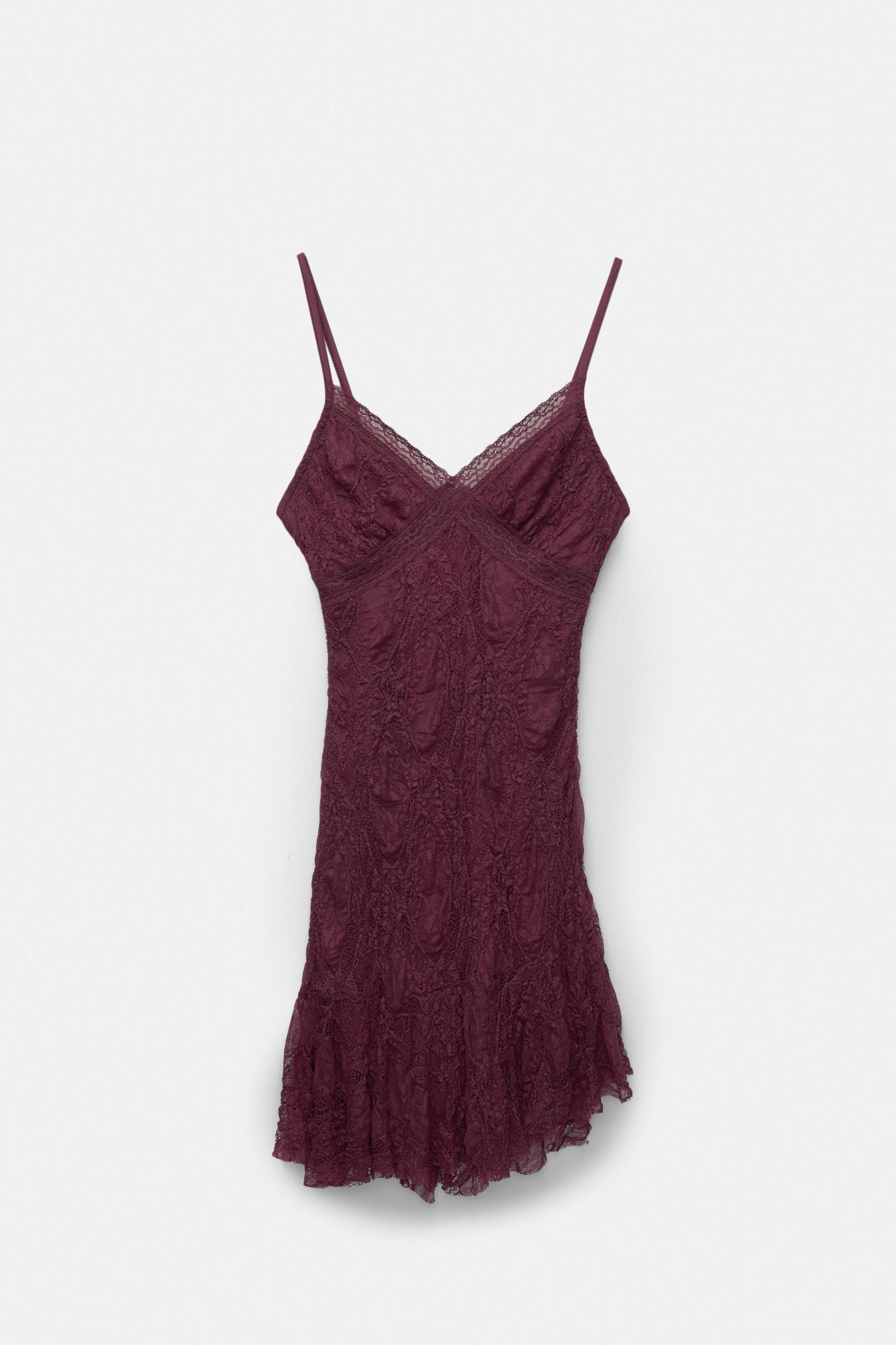 Short asymmetric lace dress Product Image