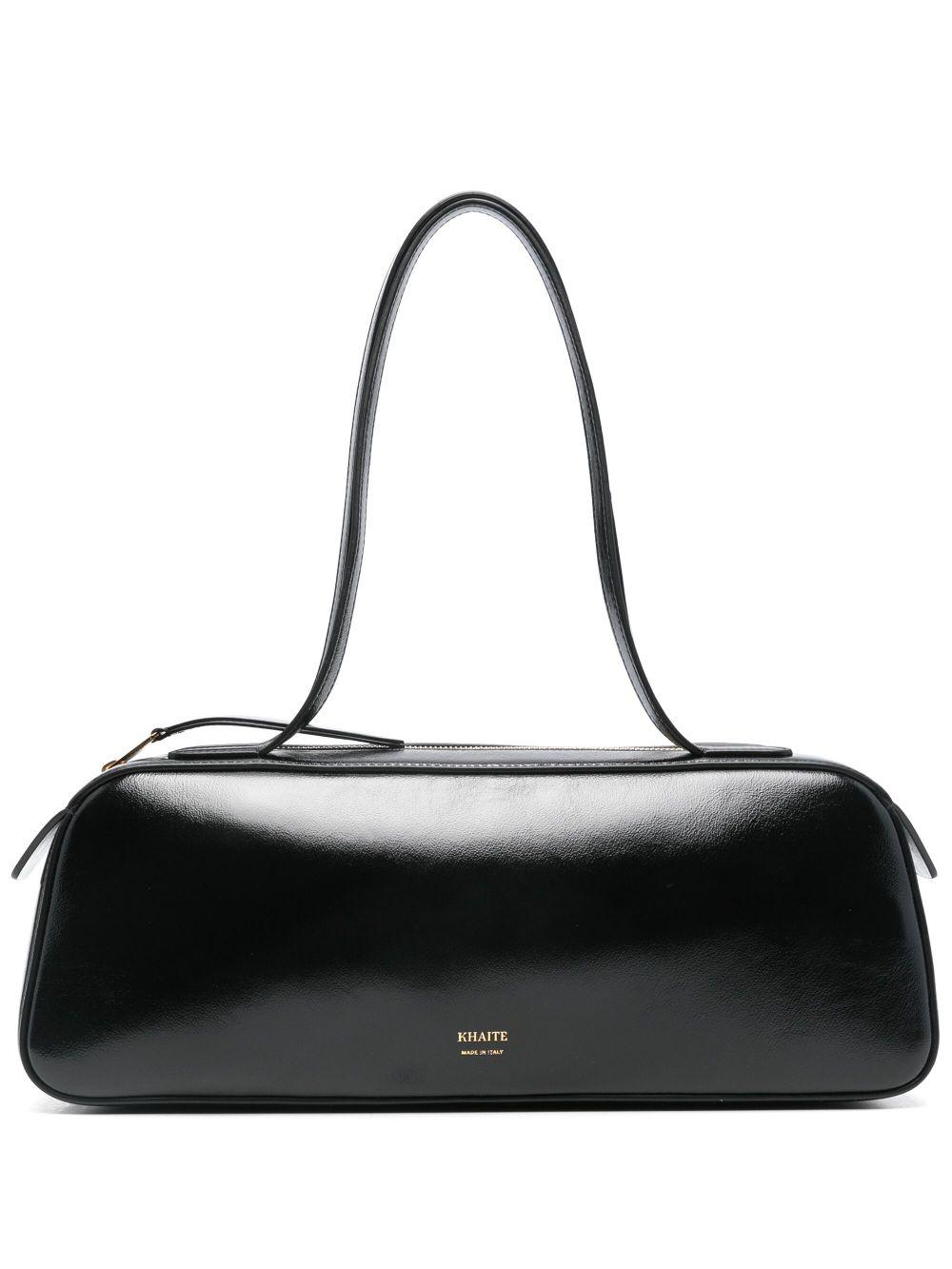 KHAITE Simona Crackle Patent Leather Shoulder Bag In Black Product Image