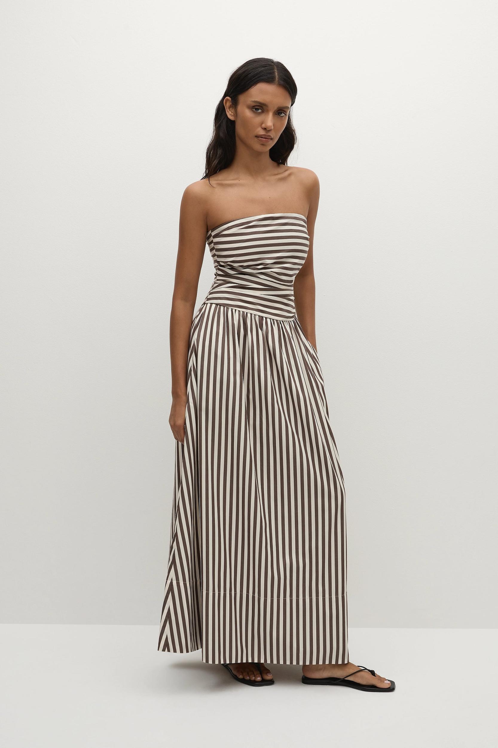 Vera Maxi Dress Norway Stripe Espresso - Final Sale Product Image