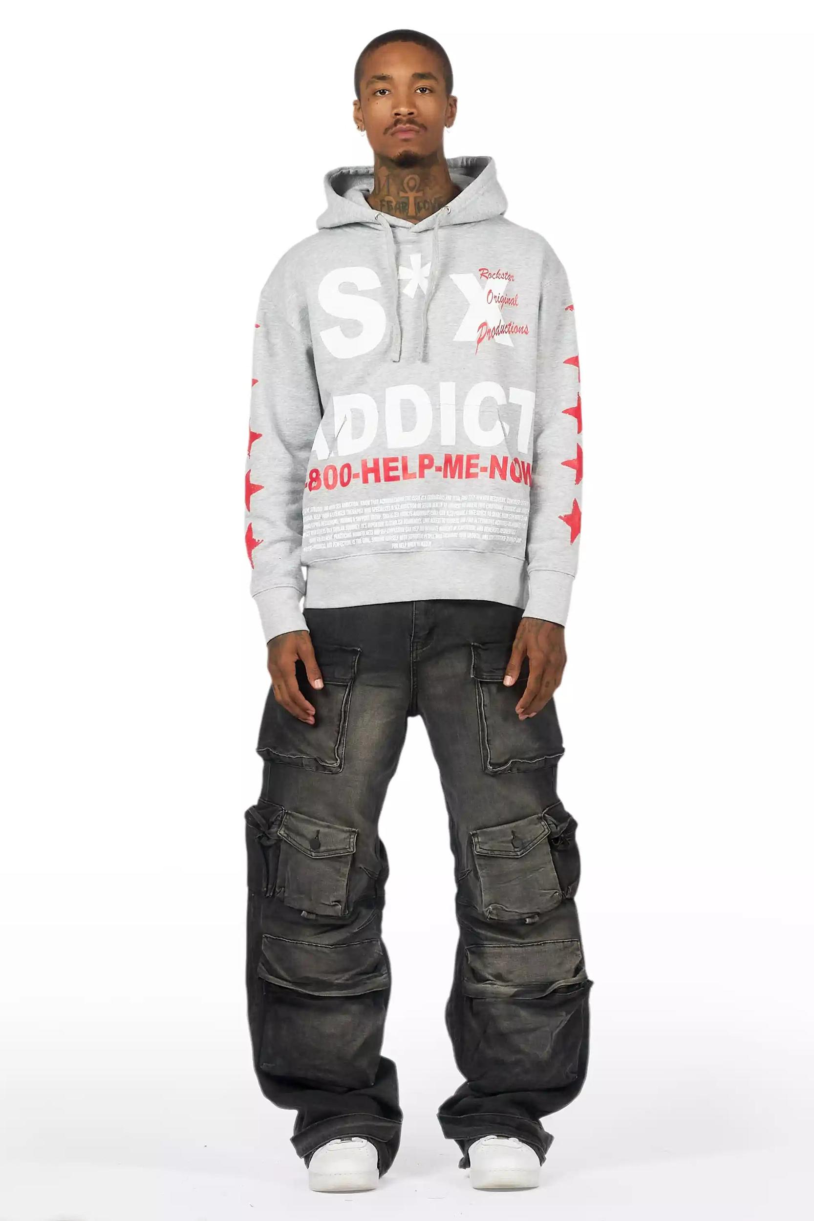 Mahesh Dark Grey Baggy Cargo Jean Male Product Image