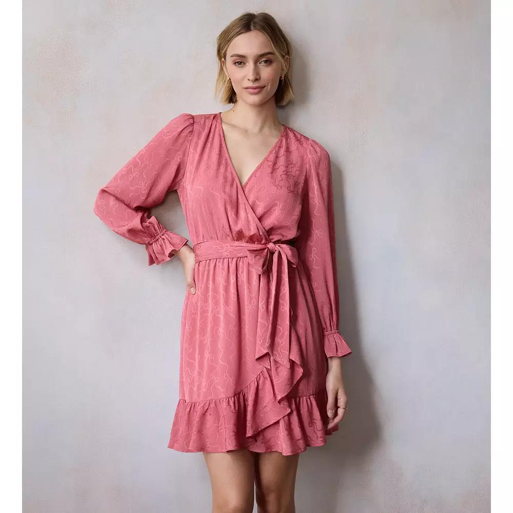Women's LC Lauren Conrad Crinkle Wrap Mini Dress, Size: XS, Jeannie Pink Product Image