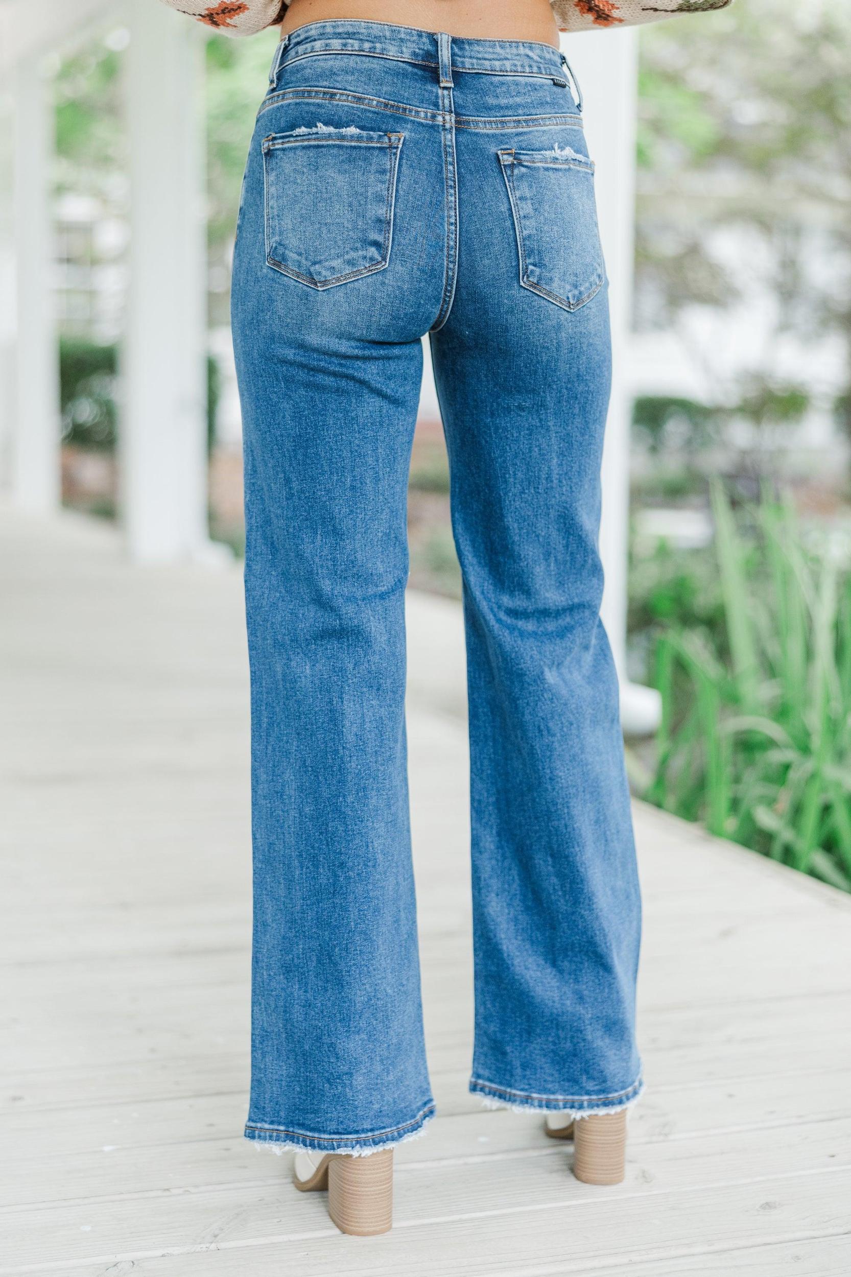 Risen Jeans: Take The Hint Medium Wash Straight Leg Jeans Female Product Image