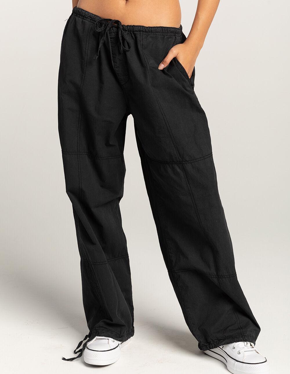 RSQ Womens Low Rise Seamed Cotton Vintage Washed Pants - BLACK Product Image