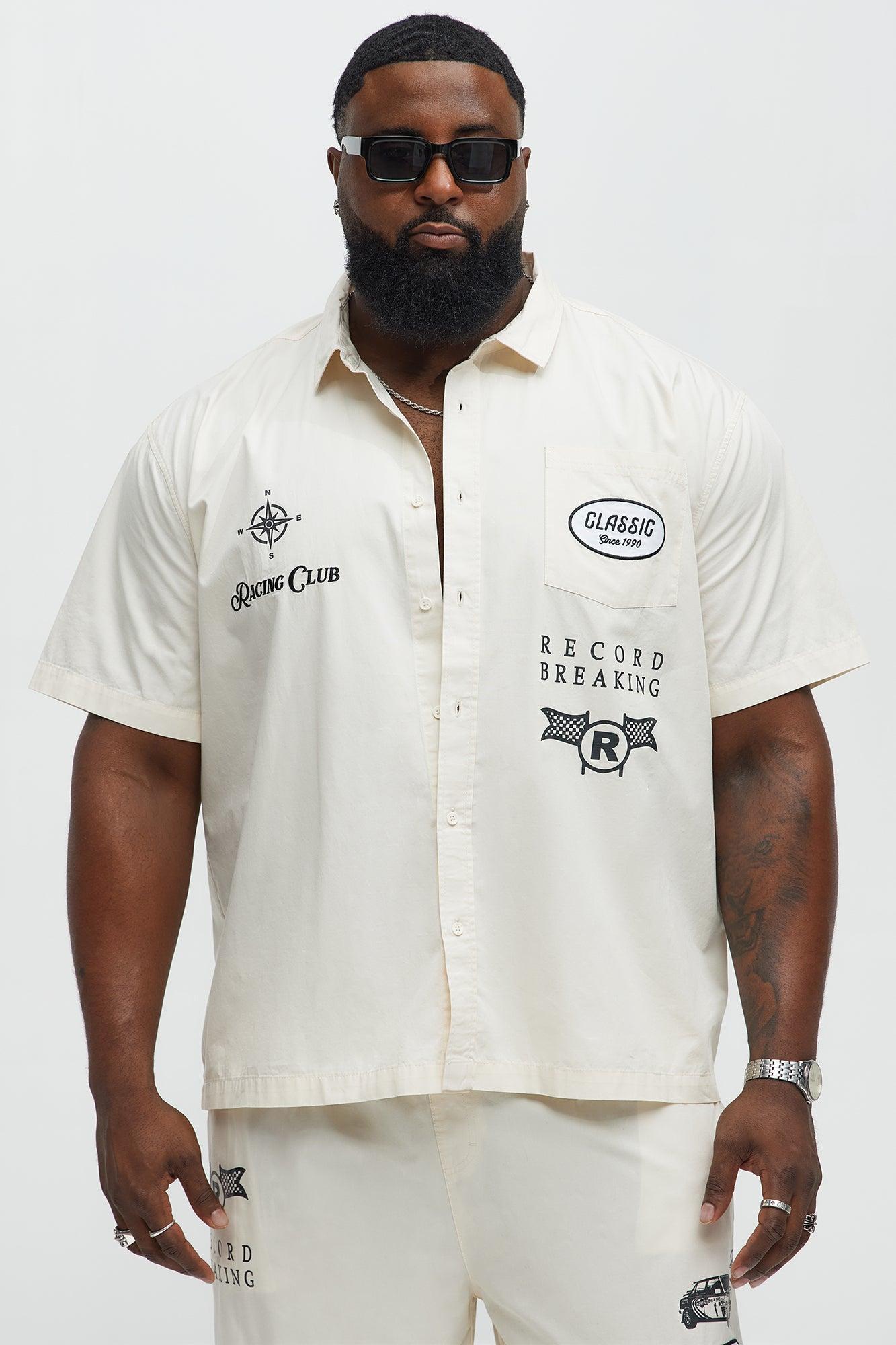 Racing Club Short Sleeve Button Up Shirt  - Cream Product Image