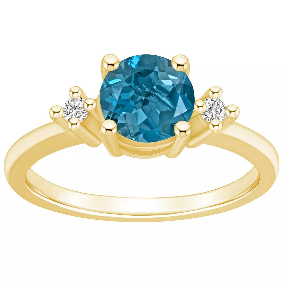 Alyson Layne 14k Gold Round London Blue Topaz & Diamond Accent Ring, Women's, Size: 9 Product Image
