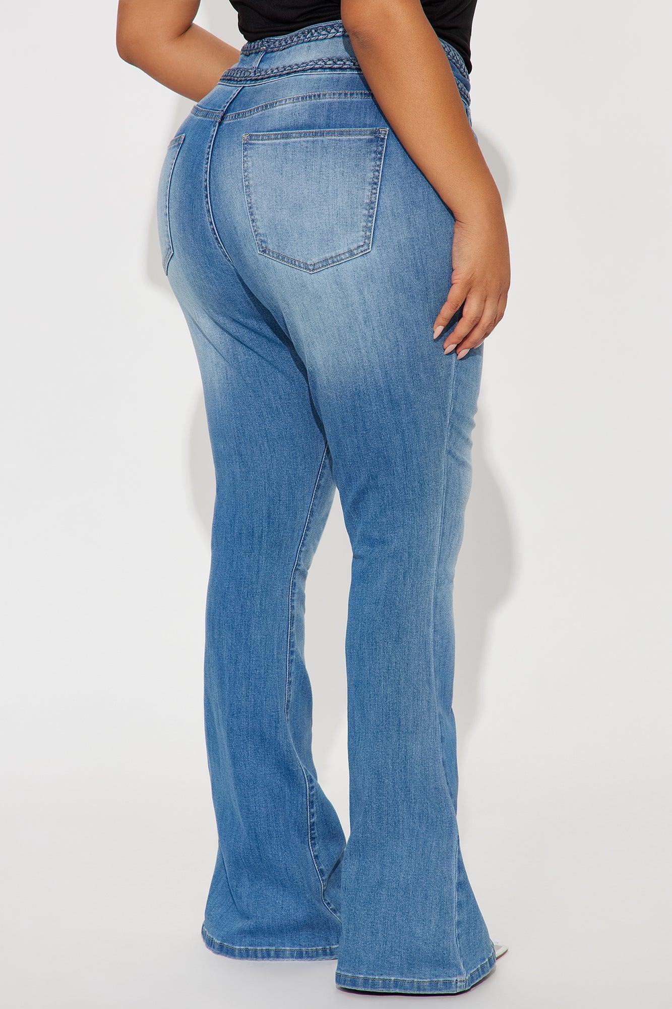 Cannes Braided Stretch Flare Jeans - Medium Wash Female Product Image