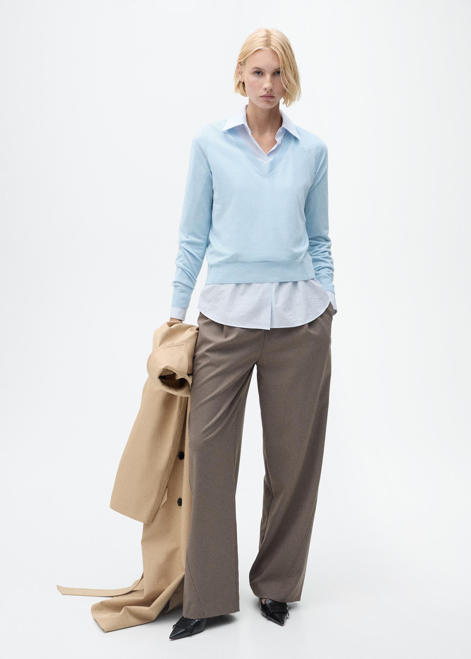 V-neck knit sweater - Women | MANGO USA Product Image