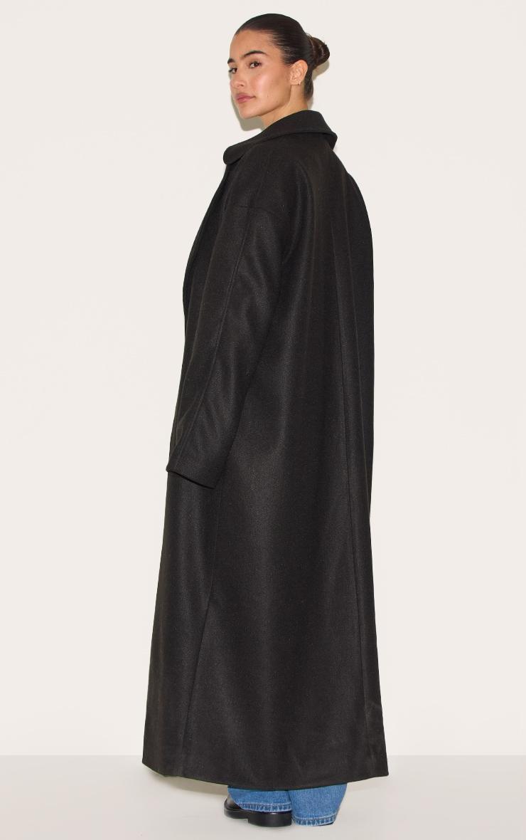 Black Wool Look Oversized Drop Shoulder Coat Product Image