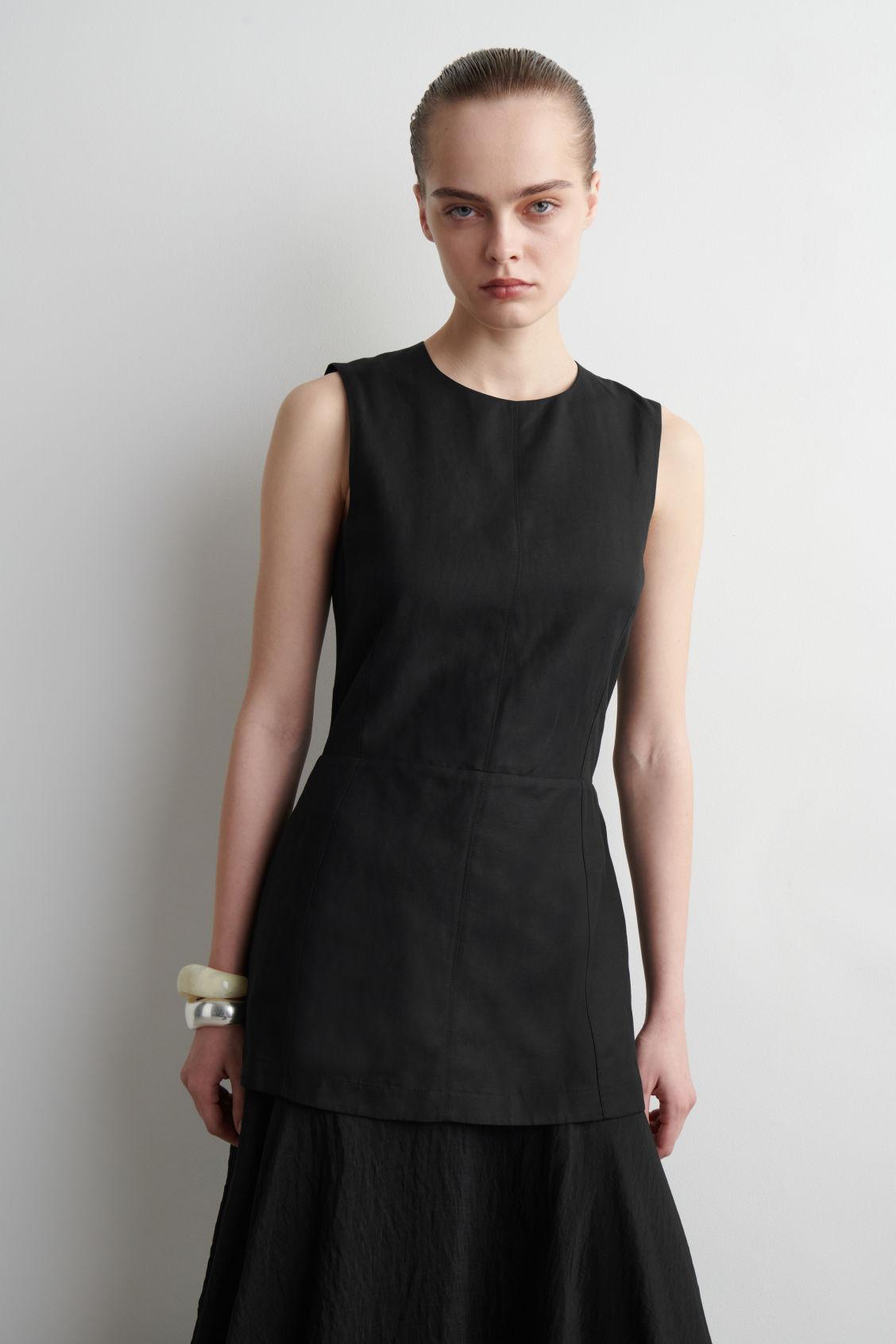 LAYERED PEPLUM MIDI DRESS Product Image