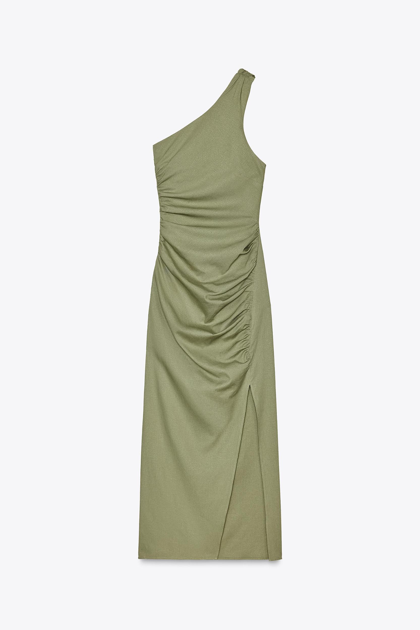 ASYMMETRIC MIDI DRESS WITH LINEN Product Image