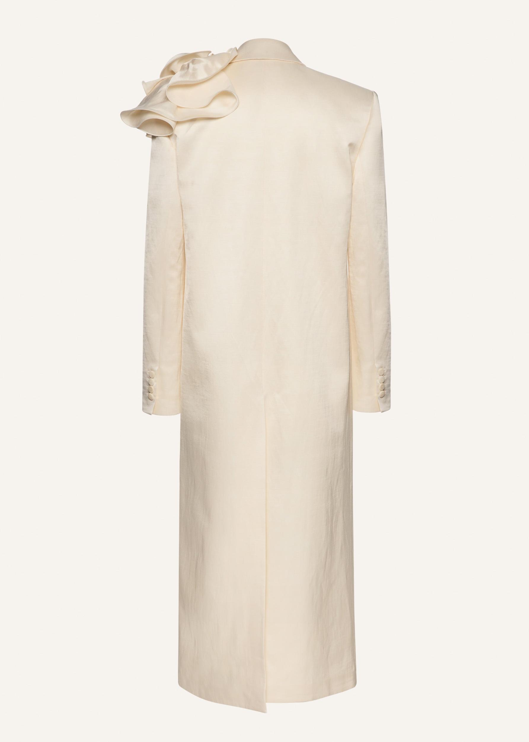 Double breasted flower appliqué coat in cream Product Image